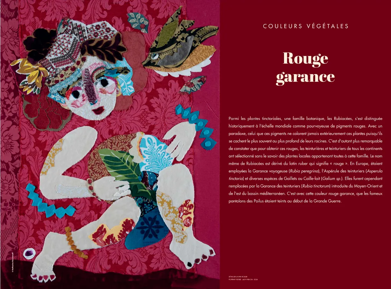 Portraits en parures végétales — panneau Rouge garance (gros plan)