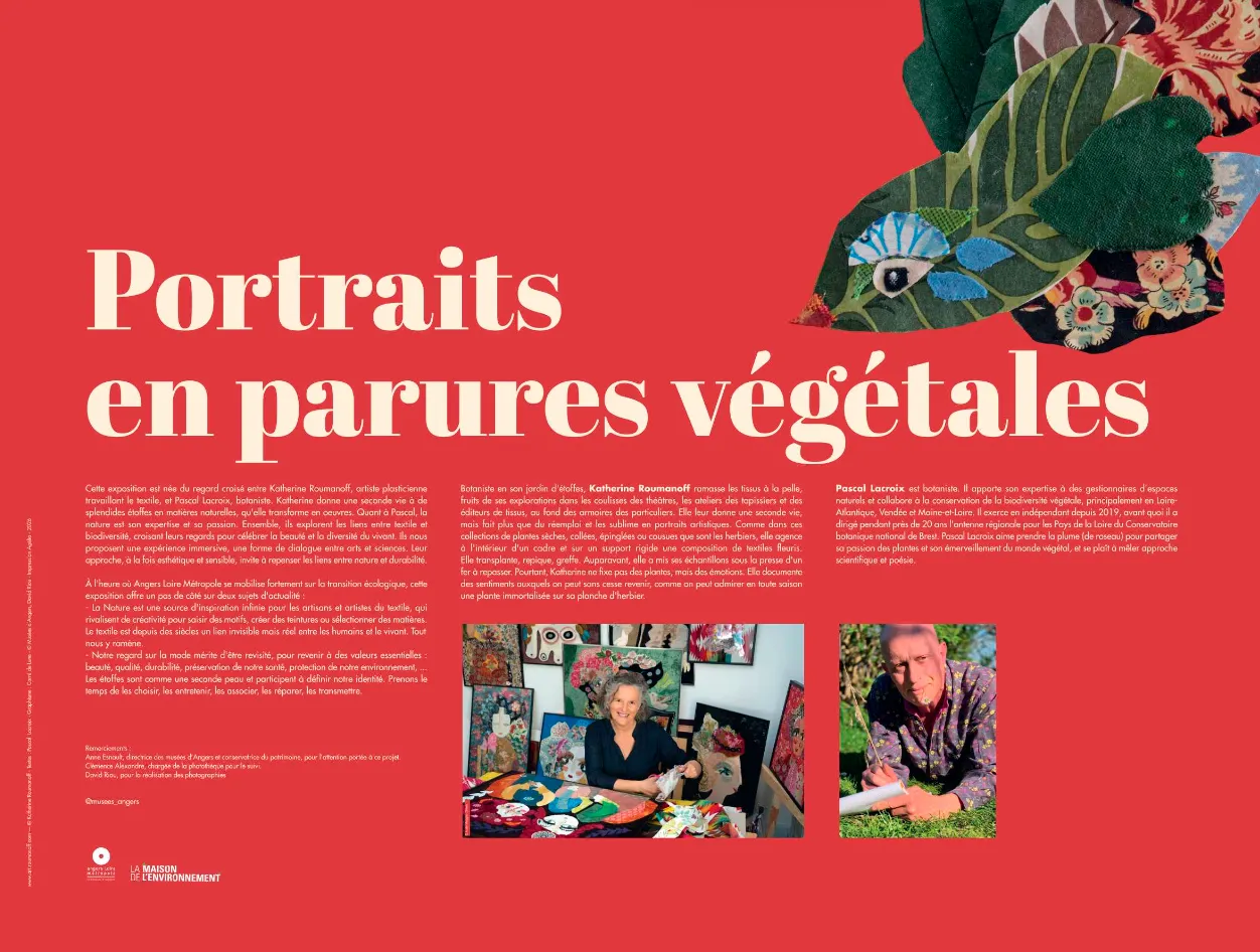 Portraits en parures végétales — panneau d'introduction