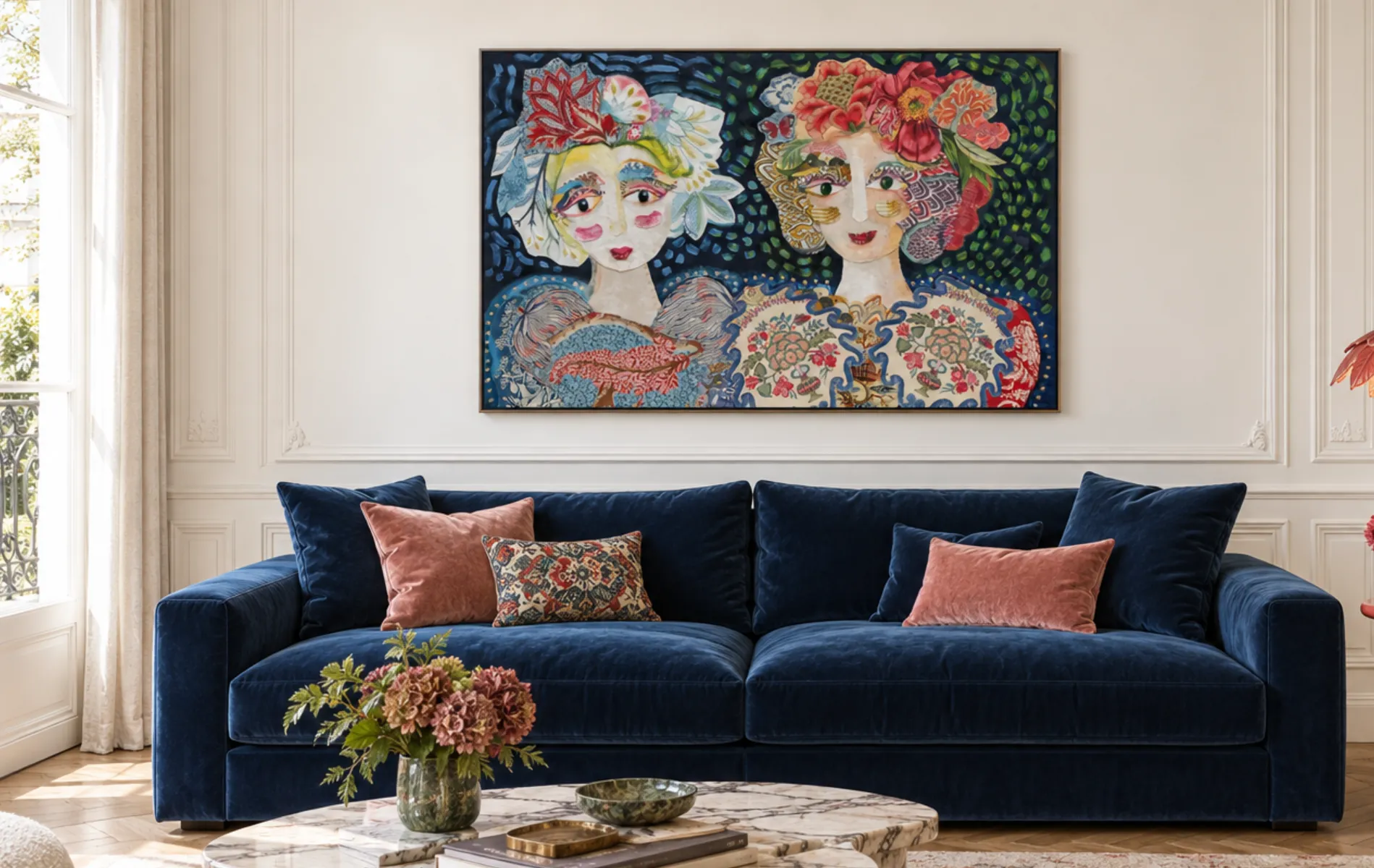 Portrait textile de Katherine Roumanoff